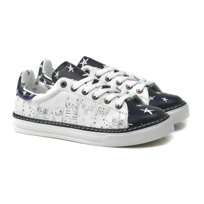 Afbeelding van GOBY Katten &amp; Sterren Sneakers Schoenen Handgemaakt Premium Kwaliteit Maat 41