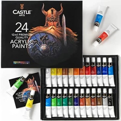 Afbeelding van Castle Art Supplies 24 x 12 ml acrylverfset Voordelige beginnersset voor starters of volwassen artiesten Premium kwaliteit intense kleuren Glad te gebruiken op verschillende oppervlakken