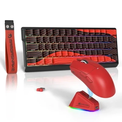 Afbeelding van ATTACK SHARK x MAMBASNAKE X11 Gaming Muis met X60HE Mechanisch Toetsenbord, Draadloos Toetsenbord en Combo, BT/2.4G/Wired, Snelle Trigger, 8K Polling Rate, 22000 DPI, Ultralichte Rood