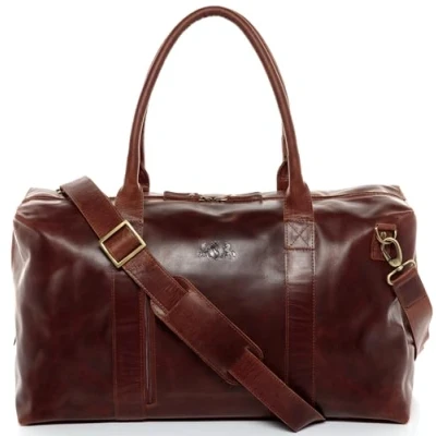 Afbeelding van SID &amp; VAIN XL Reistas Yale Zip van premium leer I sporttas groot voor heren en dames weekendcabinemaat handgemaakt, bruin cognac, Large,