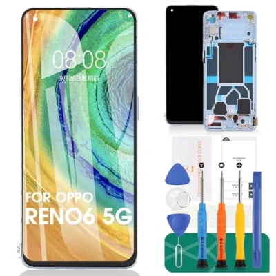 Afbeelding van SRJTEK TFT Voor Oppo Reno6 5G Lcd Scherm Reno 6 Vervanging Touchscreen PEQM00 Met Frame (Blauw, Zonder Vingerafdrukherkenning)