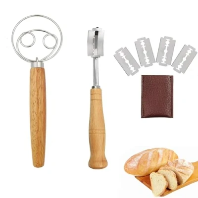 Afbeelding van Broodsnijder, broodmes, bakkersmes, garde voor deeg, Deense pasta, deegmes met 5 messen