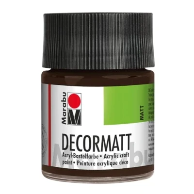 Afbeelding van Marabu 14010005045 Decormat acryl donkerbruin 045, 50 ml, fluweelmatte acrylverf op waterbasis, romig en kleurintensief, speekselbestendig, weerbestendig, om vrij te schilderen sjabloneren
