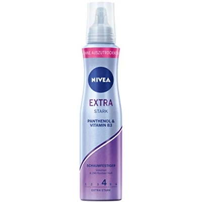 Afbeelding van NIVEA Extra sterke schuimversterker (150 ml), verzorgend haarschuim met panthenol en vitamine B3, betrouwbaar volumeschuim voor stylingen 24 uur houvast.