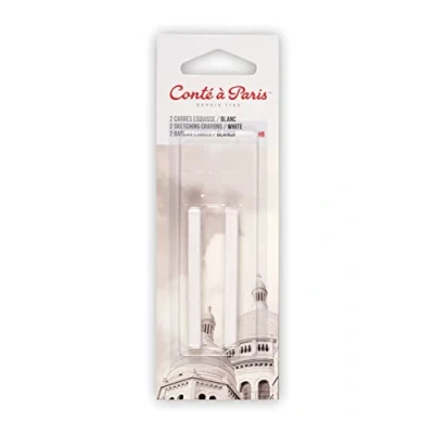 Afbeelding van Conté a Paris 750399 Carré kleurkrijt en schets krijt, vierkante carrés, voor grote oppervlakken fijne details, set 2 Schetskrijt White HB