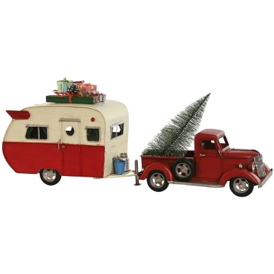 Afbeelding van Kerstversiering Home ESPRIT Rood Caravan 73 x 19 28,5 cm