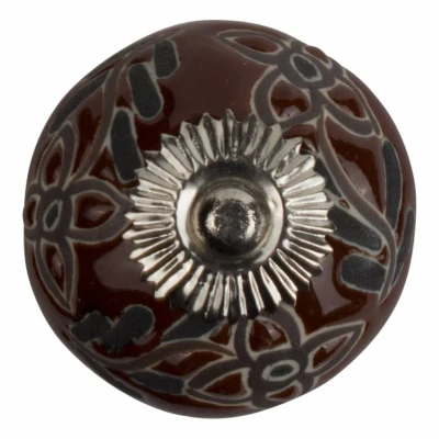 Afbeelding van Good in Style Meubelknop 40mm reliëf bruin/zwart bloemen
