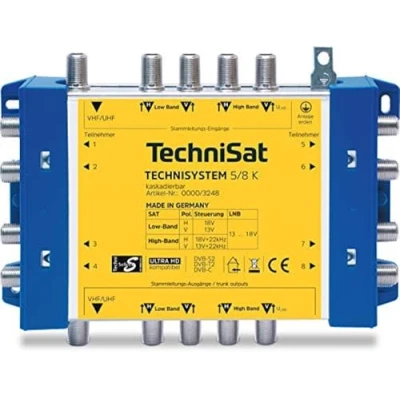 Afbeelding van TechniSat Technisystem 5/8 K, Kaskade satelliet multiswitch cascade Ingangen (satelliet): 5 (4 / 1 terrestrisch) Aantal gebruikers: 8