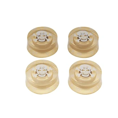 Afbeelding van Musiclily Metrisch Kunststof Gitaar LP Speed Knobs Volume Tone Controle Potmeter Knoppen voor Les Paul Stijl Elektrische Gitaar, Goud met Gouden Schedel (4 Stuks)