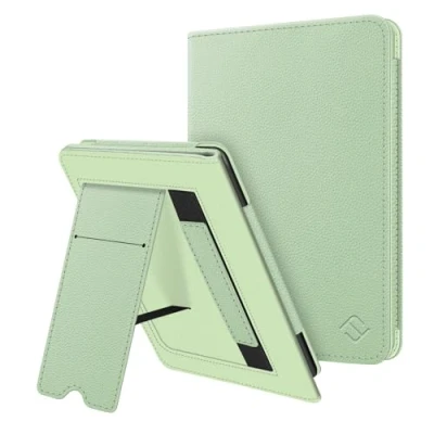 Afbeelding van Fintie Kindle hoes voor 6 inch (11e generatie) 2024/2022, kickstand beschermhoes met polsband en automatische slaap/wekfunctie Basic 2024, pastelgroen