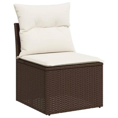 Afbeelding van vidaXL 7 delige Tuin Sofa Set met Kussens Bruin Poly Riet