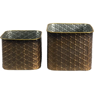 Afbeelding van Clayre &amp; Eef Goude Bloempot (2) 20*20*17 / 18*18*14 cm 6Y4714