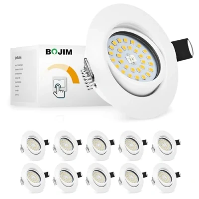 Afbeelding van Bojim LED Inbouwspots 230V Dimbaar, 10x 5.5W Spot Ultra Dun 30mm, Dimbare 3 Stappen 600LM 3000K Warm Wit, IP20 Inbouwspot 68 80mm, Plafondspots Wit 60 Draaibaar voor Keuken en Kamer