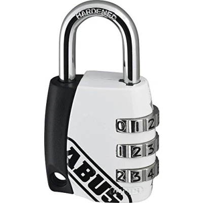 Afbeelding van ABUS Cijferslot 155/30 hangslot met gegoten zink kofferslot/spindslot individueel instelbare cijfercode veiligheidsniveau 3 wit/zwart