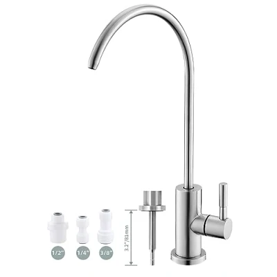 Afbeelding van Drinkwaterkraan, eenvoudig te installeren, waterfilterkraan voor gootsteen, loodvrije omgekeerde osmose kraan bar, roestvrij staal SUS304 geborsteld nikkel (maat L)