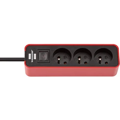 Afbeelding van Brennenstuhl Ecolor stekkerdoos, rood, 3 stopcontacten, met 1,5 m kabel
