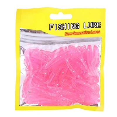 Afbeelding van Vissen zacht kunstaas, plastic zachte grof, 50 stuks kunstaas aas set, 5 cm visaas T staart rups visgerei accessoire 9 kleuren (roze)