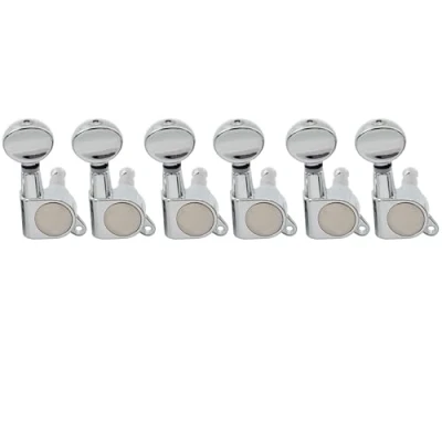 Afbeelding van Musiclily 6 in Lijn Gesloten Guitar Stemmechanieken Tuners Tuning Pegs Keys Machine Heads voor Strat Tele Elektrische Gitaar, Chroom met Kidney Knop