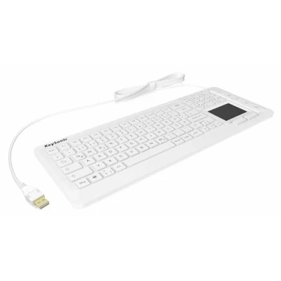 Afbeelding van KeySonic KSK 6231 INEL (DE) Industrieel toetsenbord, USB kabelgebonden met touchpad, waterdicht, stofdicht (IP68), siliconen, wit