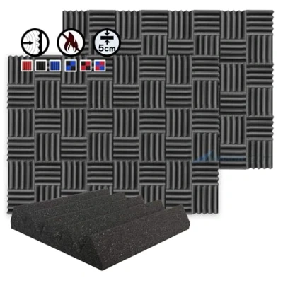 Afbeelding van Arrowzoom 96 Acoustic Panelen Geluidsabsorberende akoestische Wedge Correctie Vlamvertragende Audio Behandeling schuimpanelen 25x25x5cm Zwart