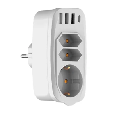 Afbeelding van Thief 7 in 1 USB Aansluiting, 4000 W Stopcontact (250 V 16 A) met 3 Stopcontacten, en PD35W Compatibel Telefoon, Overspanningsbeveiligingsstekkerdoos,