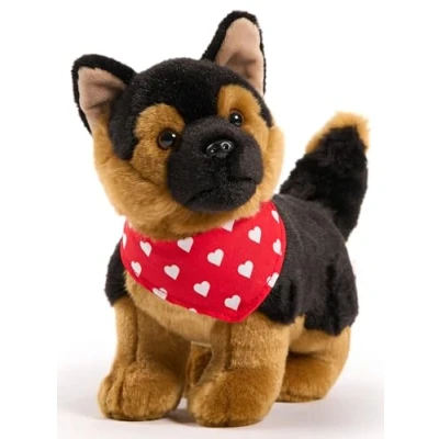 Afbeelding van Uni Toys Duitse herdershond, staand met halsdoek (hartjemotief) 26 cm (lengte) pluche hond dier