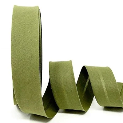 Afbeelding van Byetsa Kaki Groene 30mm Polycotton Biaisband op een 25m Rol