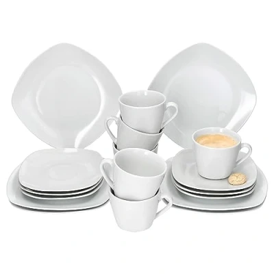 Afbeelding van 18 delig koffieservies LOTTA wit porselein voor 6 personen