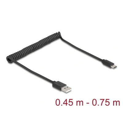 Afbeelding van Delock USB 2.0 Spiralkabel Typ A Stecker zu Type C™