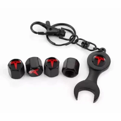 Afbeelding van 4 Stuks Autobanddoppen voor Tesla Model 3 Y X S Bandenstofdoppen Luchtventieldoppen Zeshoekige ventieldoppen Vervanging auto&#039;s (Anti diefstal),Redstyle