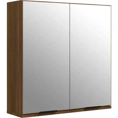 Afbeelding van vidaXL Badkamerkast met spiegel 64x20x67 cm bruin eikenkleur