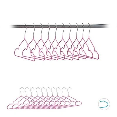 Afbeelding van Relaxdays kinderkledinghanger 20 stuks draad kledinghanger kind PVC coating 30cm roze