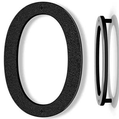 Afbeelding van Yafimea Zwart Huisnummer, Hoogte 20 cm, Stevig ABS Plastic met 3D Drijvend Effect (Nummer 0)