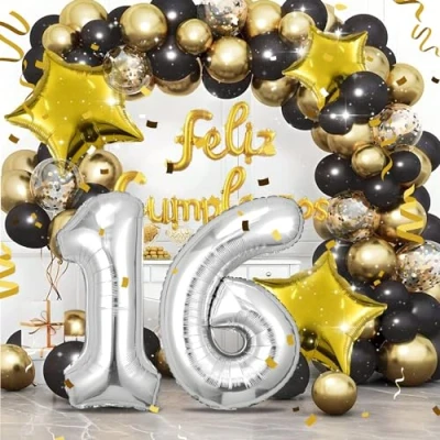 Afbeelding van Verjaardagscijfer ballon 16 jaar folieballon zilver in 40 101 cm verjaardagsdecoratie cijfer decoratie voor verjaardag vliegt met helium meisjes jongens 16e