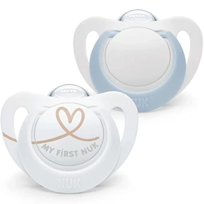 Afbeelding van NUK Star Pasgeboren Baby Dummy 0 2 Maanden BPA vrije siliconen fopspenen blauw tellen