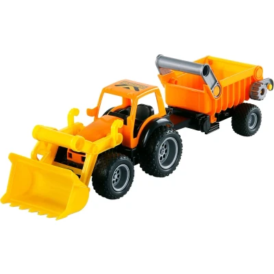 Afbeelding van Cavallino Toys Tractor met Voorlader en Aanhanger