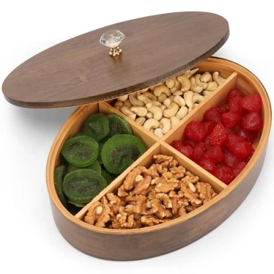 Afbeelding van BELLE VOUS Wooden Box with 4 Compartments and Lid