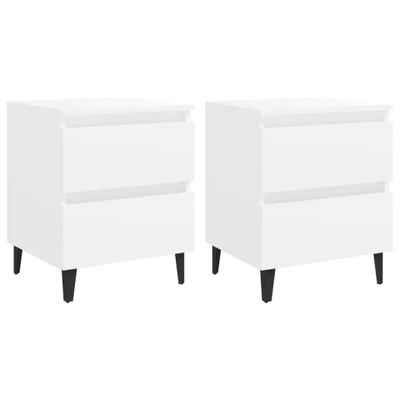 Afbeelding van Nachtkastjes 2 st 40x35x50 cm bewerkt hout wit