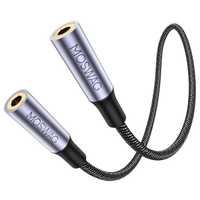 Afbeelding van MOSWAG 3.5mm Vrouwelijke naar Aux Connector, TRRS 4 Pole Extension Stereo Koppeling Plug Adapter Audio Kabel voor Laptops, Desktop, Speakers, Vermogensversterkers