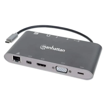 Afbeelding van Manhattan USB Hub Laptopdockingstation Geschikt voor merk: Universeel Incl. laadfunctie