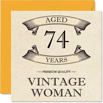 Afbeelding van Vintage 74e verjaardagskaarten voor vrouwen 74 jaar oud leuke verjaardagskaart mama zus vrouw oma oppas tante, 145 mm x dames wenskaarten,