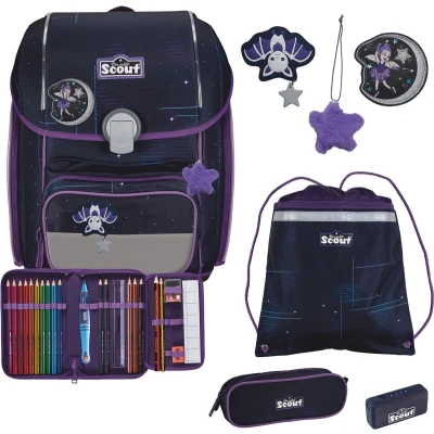 Afbeelding van Scout Schooltas Safety Light Genius Set 5 delig Spooky Starlight Donkerblauw