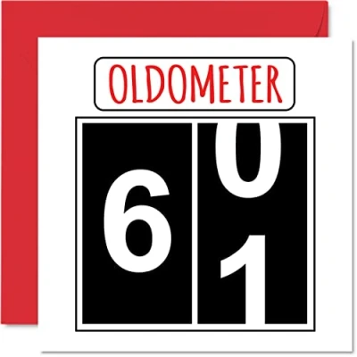 Afbeelding van Leuke 61e verjaardagskaarten voor mannen vrouw Oldometer Happy Birthday Card papa mama opa oppas oma oom tante neef, 145 mm x wenskaarten, verjaardagskaart