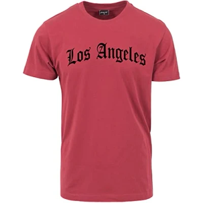 Afbeelding van Mister Tee LOS Angeles Wording Tshirt print, Heren, Maat: XXL, Ruby
