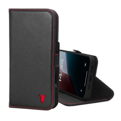 Afbeelding van TORRO Hoesje Compatibel met iPhone 16 Pro Premium Leren Portemonnee Standaard en Kaartsleuven Zwart