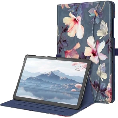 Afbeelding van Fintie Hoes voor Samsung Galaxy Tab A9 Plus 11 inch 2023, Multi Angle Folio Beschermhoes Documentenvak en Auto Sleep/Wake functie Tablet A9+ SM X210/X216/X218, Bloeiende Hibiscus