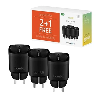 Afbeelding van Hombli Slimme Stekker Zwart 3 Pack