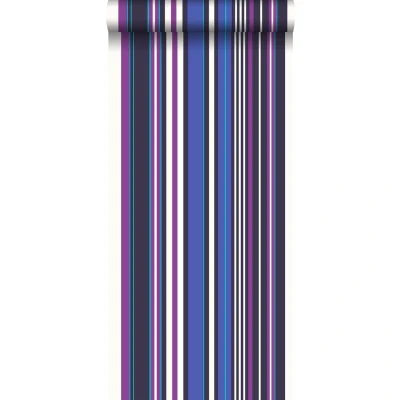 Afbeelding van Leen Bakker ESTAhome Behang Strepen Paars En Blauw 53cm X 10,05 M Vlies