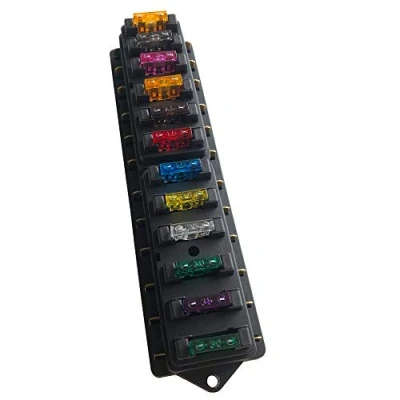 Afbeelding van QitinDasen Premium 12 Weg Zekeringdoos, Auto Blade Zekeringkast, Universeel Standaard Zekeringhouder, Circuit Zekeringblok, met 10Pcs Gratis Meszekering, voor Vrachtwagen Boot