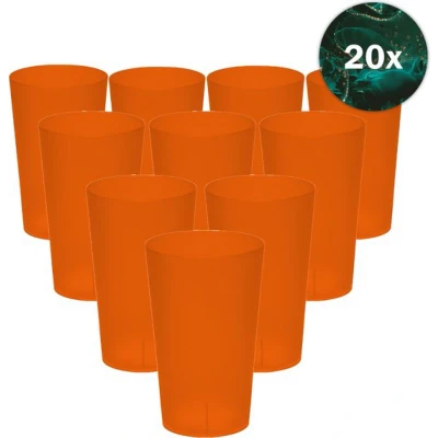 Afbeelding van Hardcups Kunststof Bekers 25cl Oranje 20 Stuks